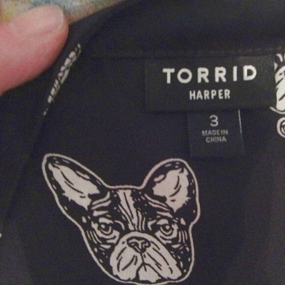 Torrid GEORGETTE Harper Size 3X BLOUSE Tunic Top DOG PRINT Pockets FLOWY Light - Picture 7 of 12